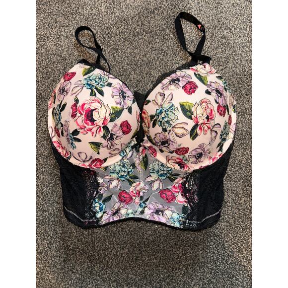 Victoria’s Secret Size 34DD Very Sexy Push-Up Embroider Lace Floral Bra Corset - Picture 1 of 2